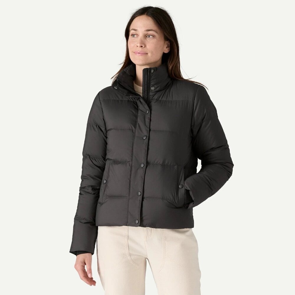 New Patagonia Women's Size Large Black Silent Down Puffer Jacket Coat 27935 NWT